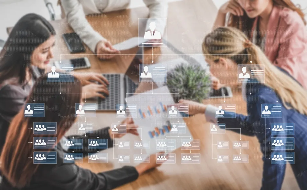 corporate org chart showing team structure hierarchy and internal communications