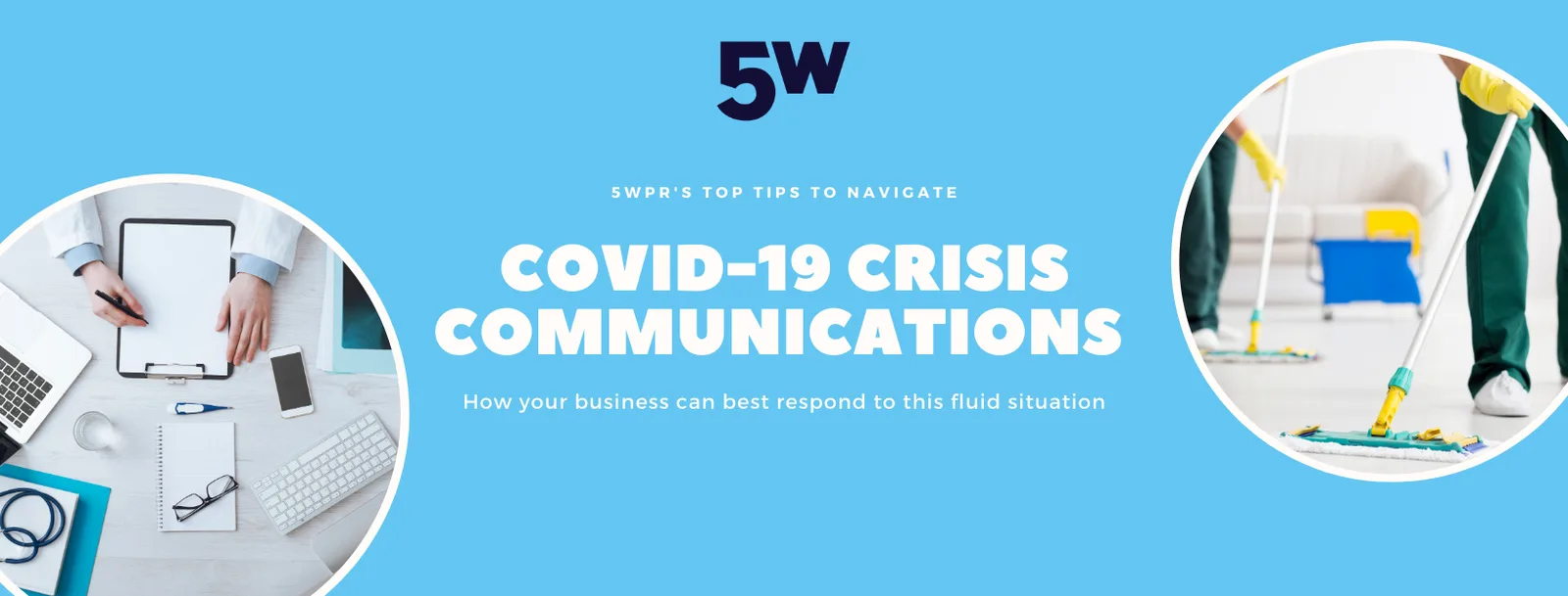 covid crisis communications banner with text and graphics