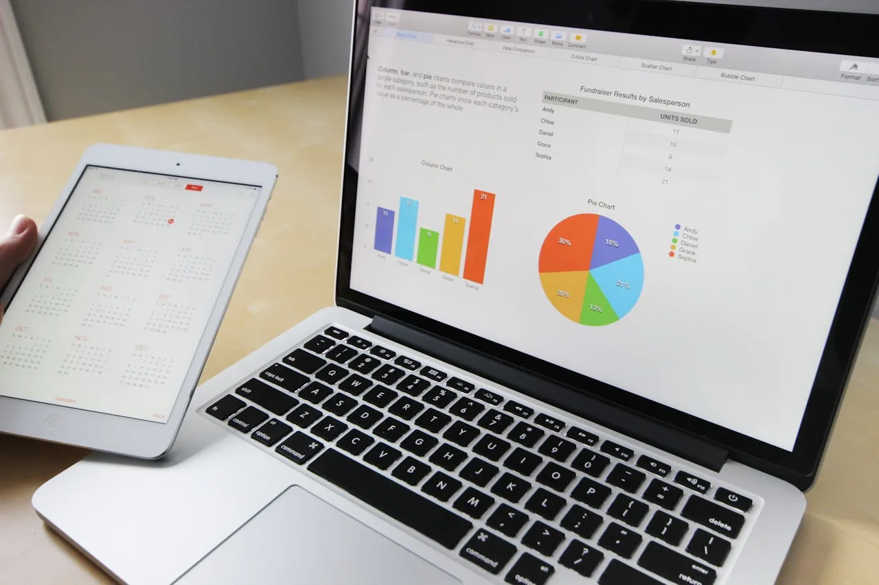 various data charts and graphs showing business analytics and statistics