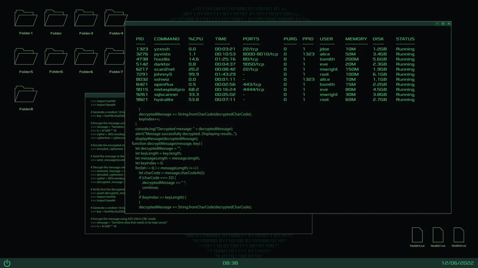 hacker programmer desktop interface code window and folders vector