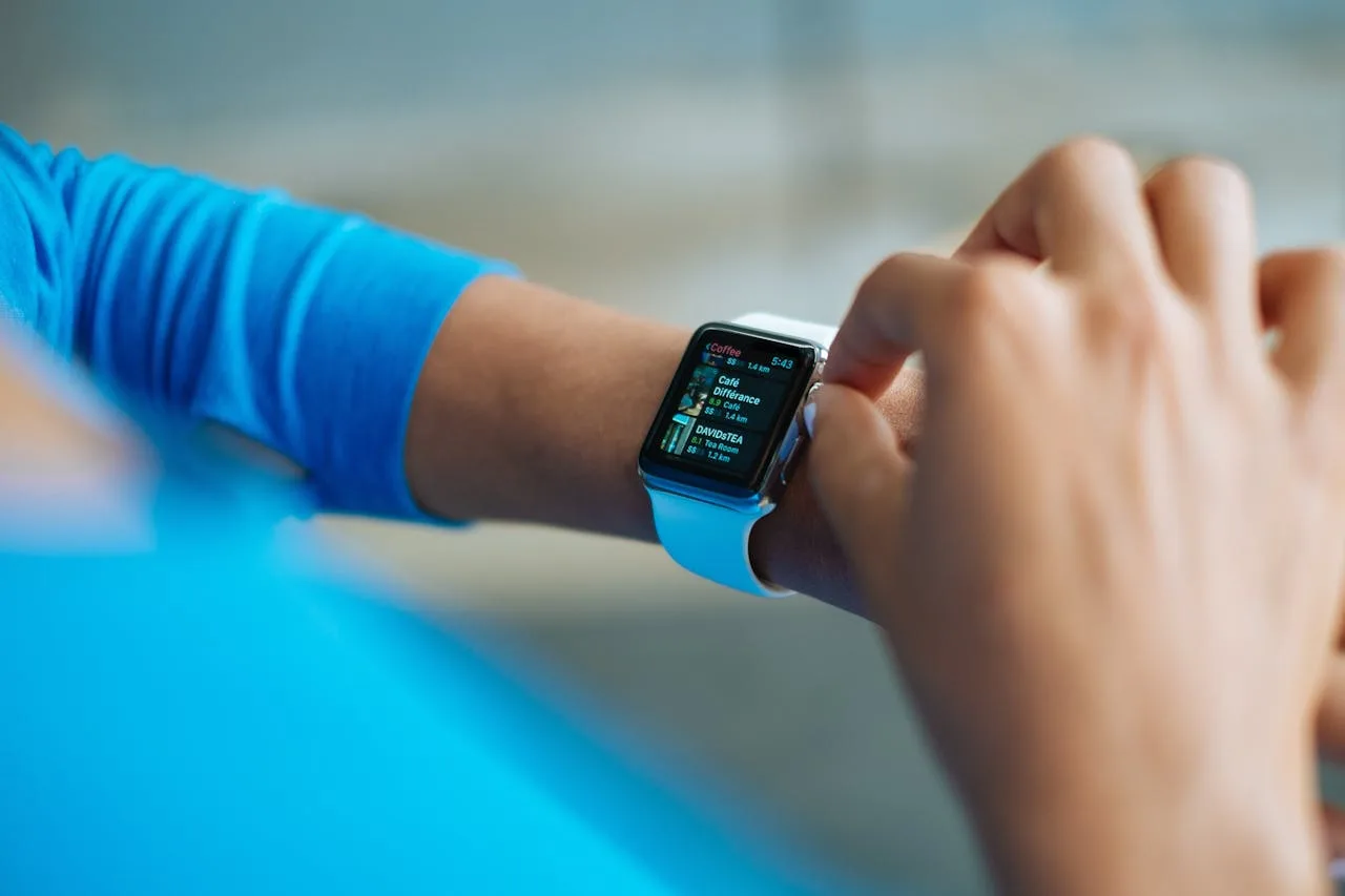 health tech watch showing fitness and health data