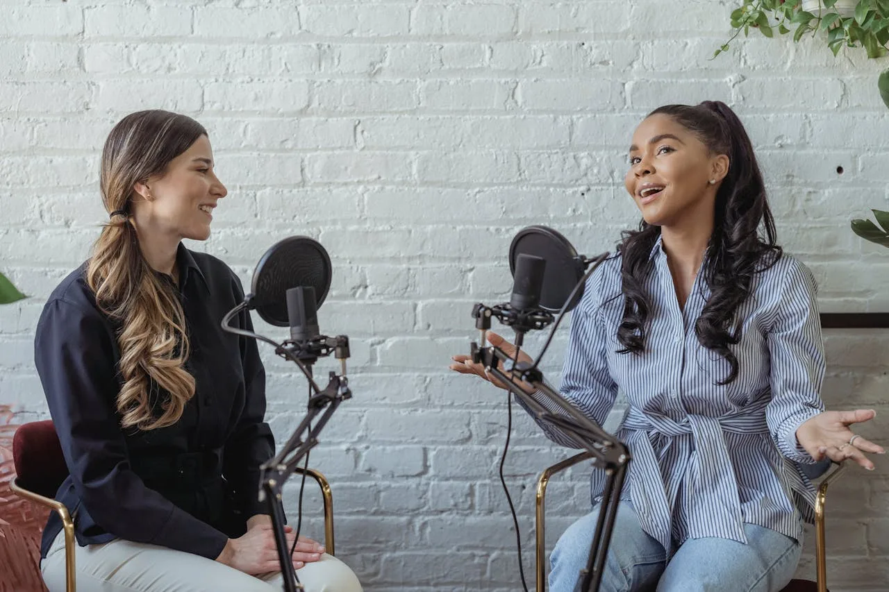 influencers recording a podcast in a studio