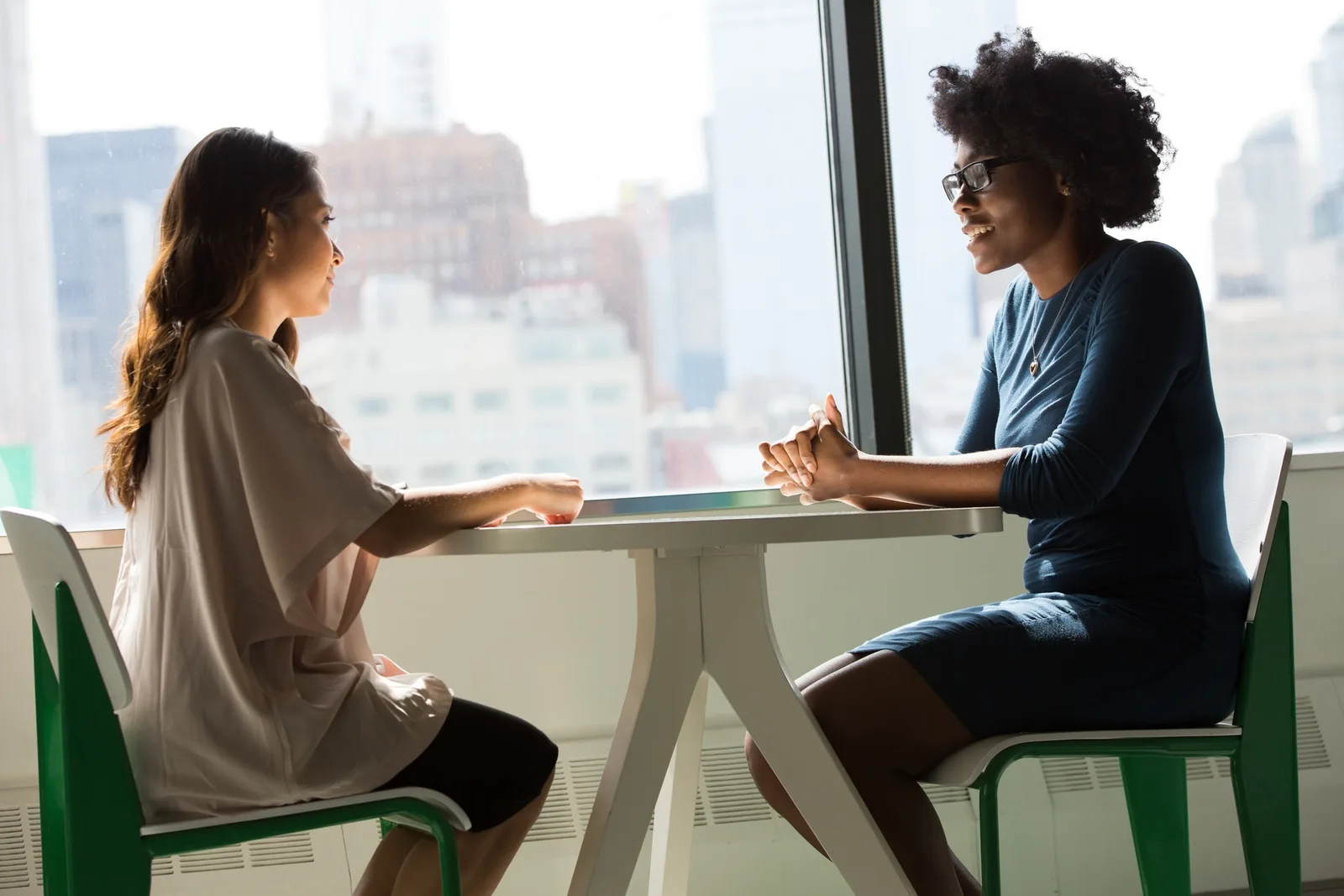 two people having a professional interview discussion