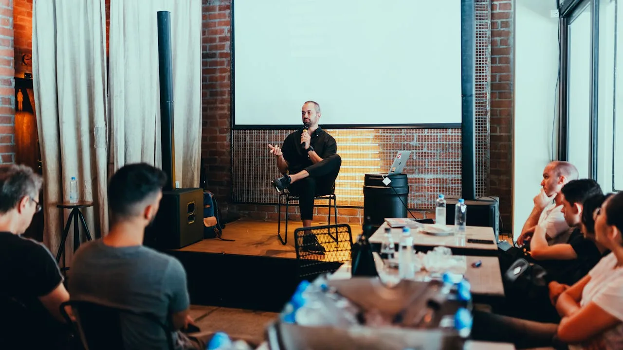 lifestyle event speaker addressing an engaged audience at a conference