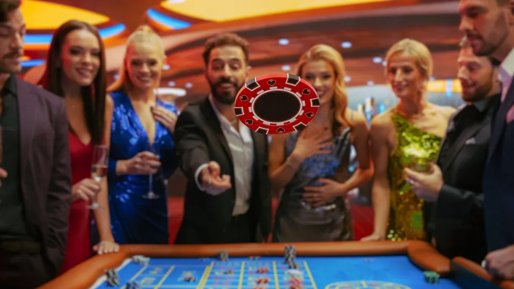 multiethnic young adults playing an engaging game of roulette