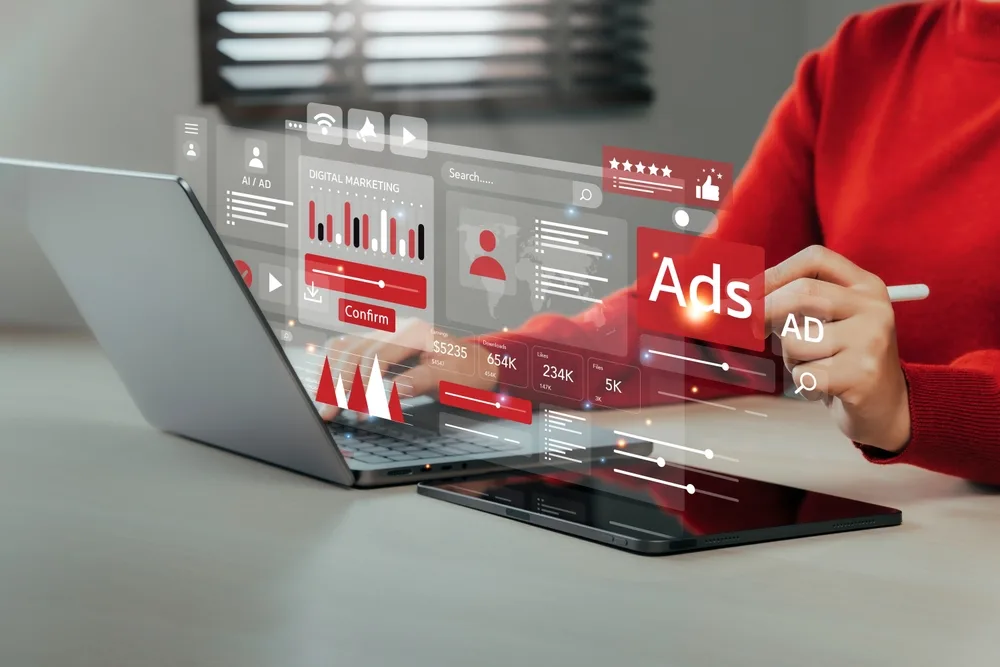 online digital marketing concept with product ads and promotion