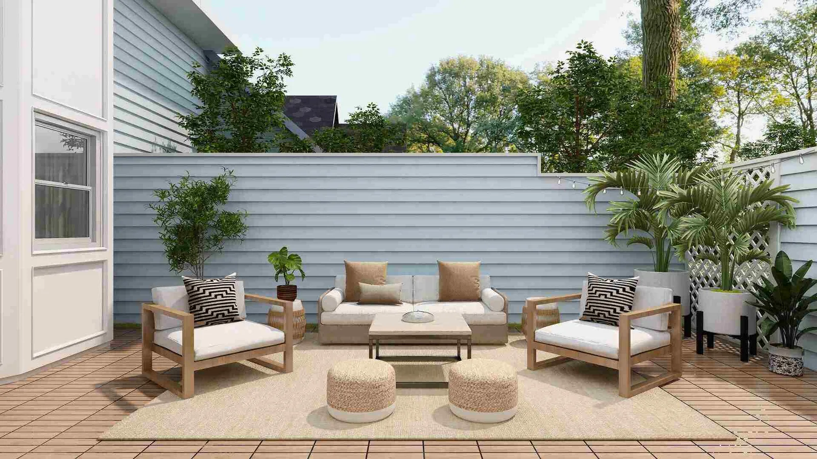modern outdoor furniture set on a patio