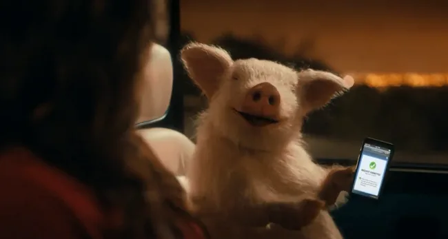 a happy pig with a big smile on its face