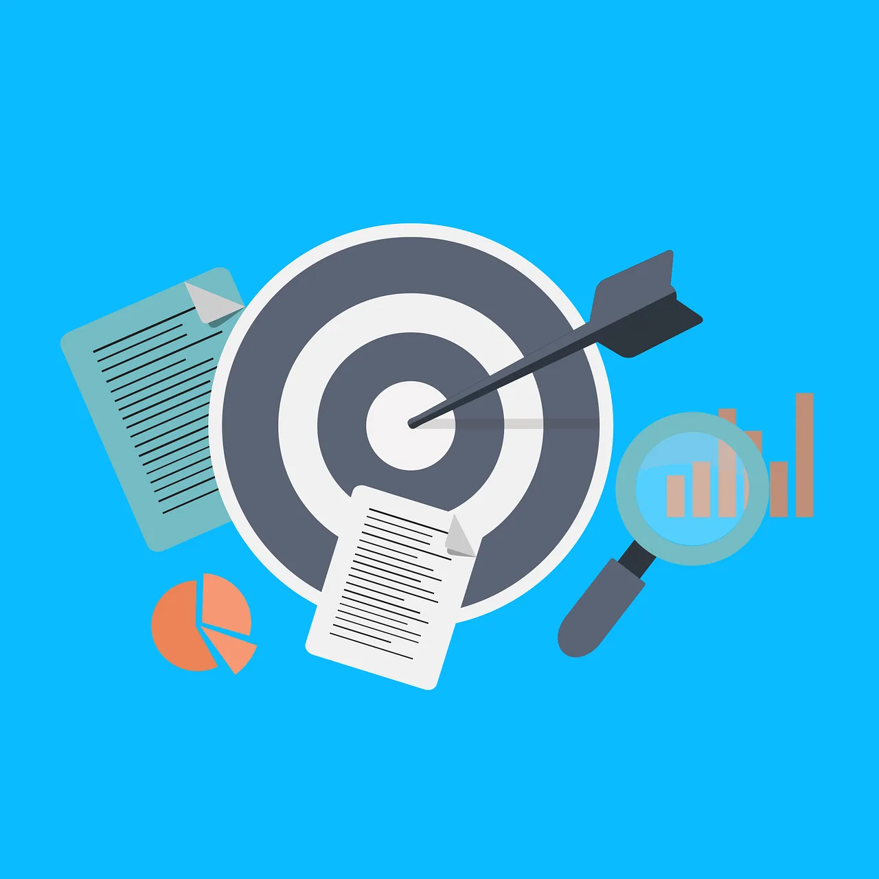 promotional goals visualized as a target with arrows hitting the bullseye