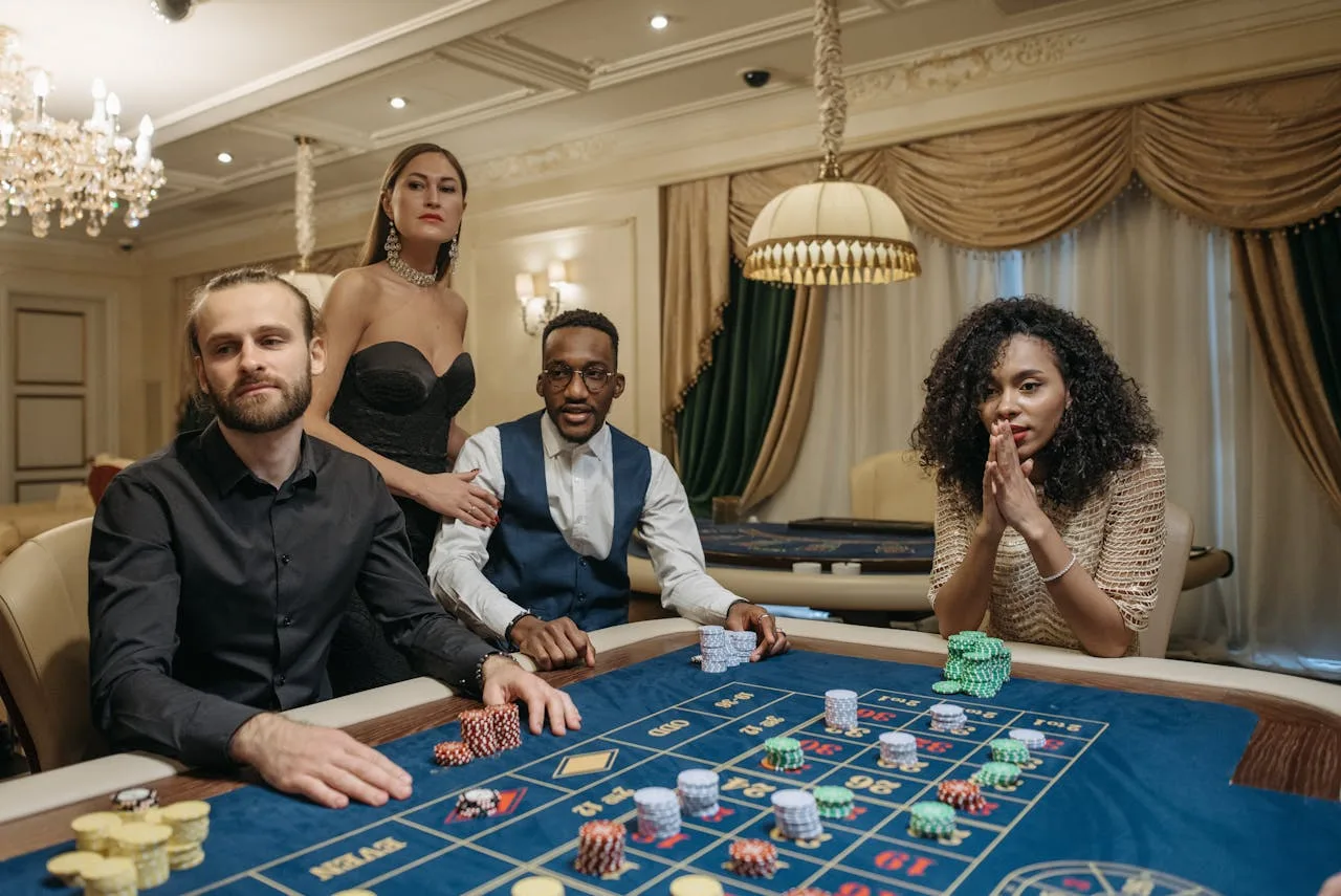 roulette table with players enjoying the game at a casino