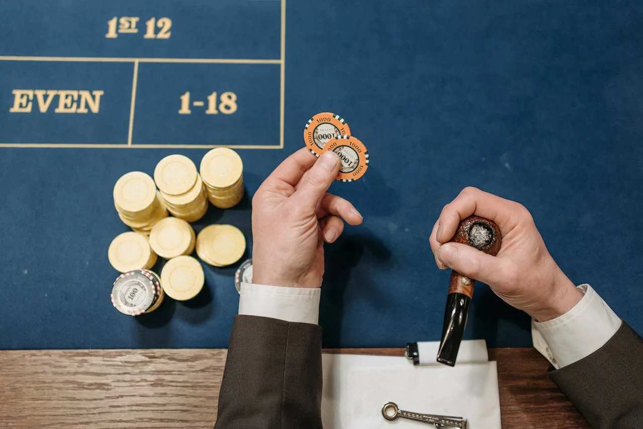 roulette wheel and ball at a casino table