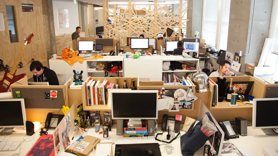 startup team collaborating in a modern office space
