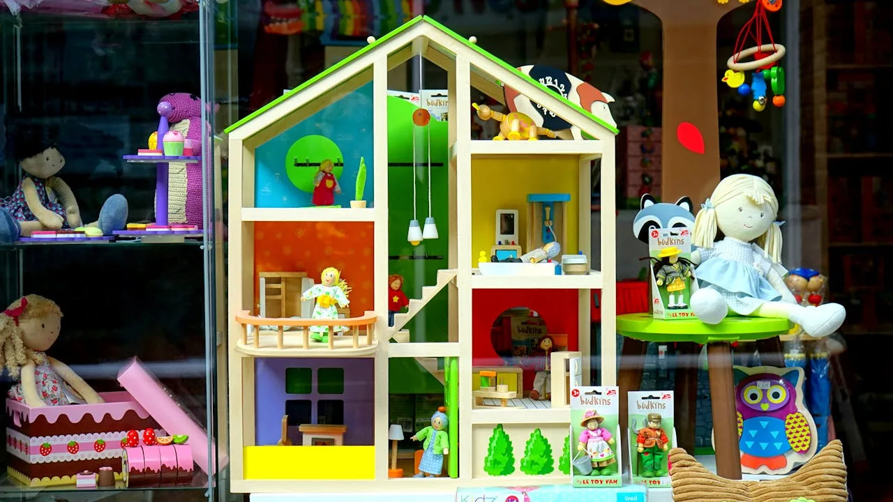 a collection of colorful toys for children to play with