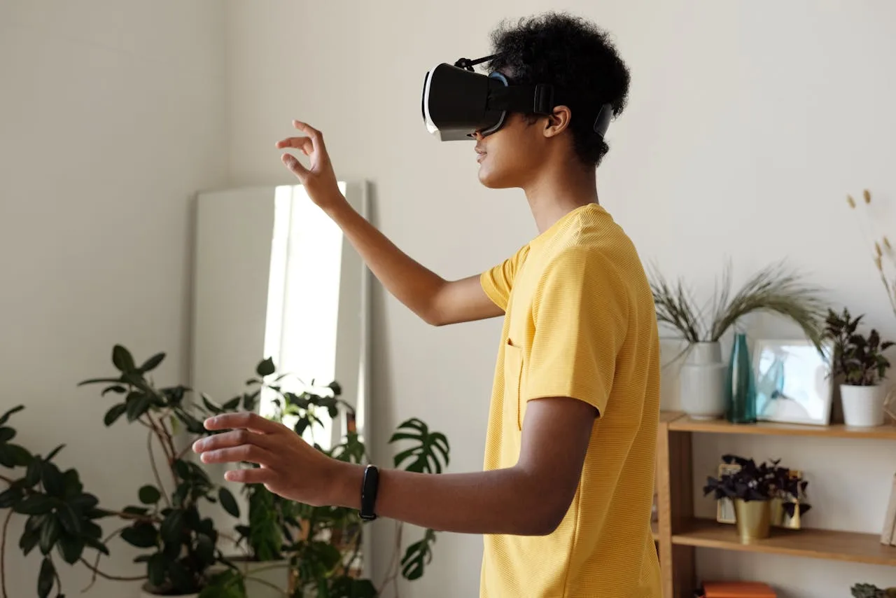 virtual reality video game headset and controllers for immersive gameplay