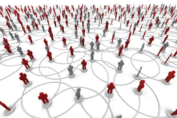 viral message spreading through a network of connected people