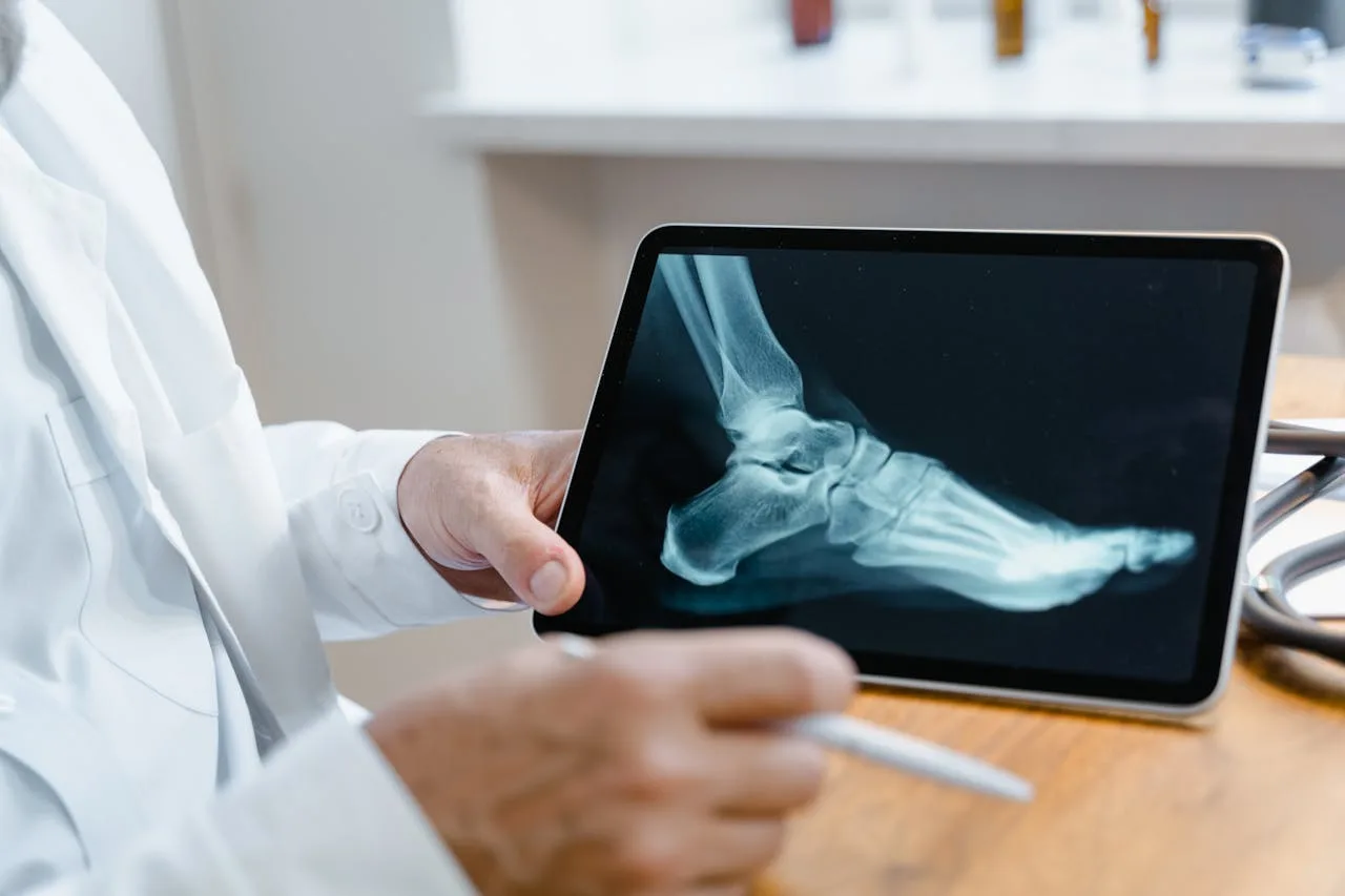 xray image displayed on a digital tablet screen